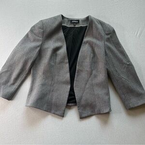 Express Charcoal Cropped Blazer Size 10 Open Front Career Office Wear Structured